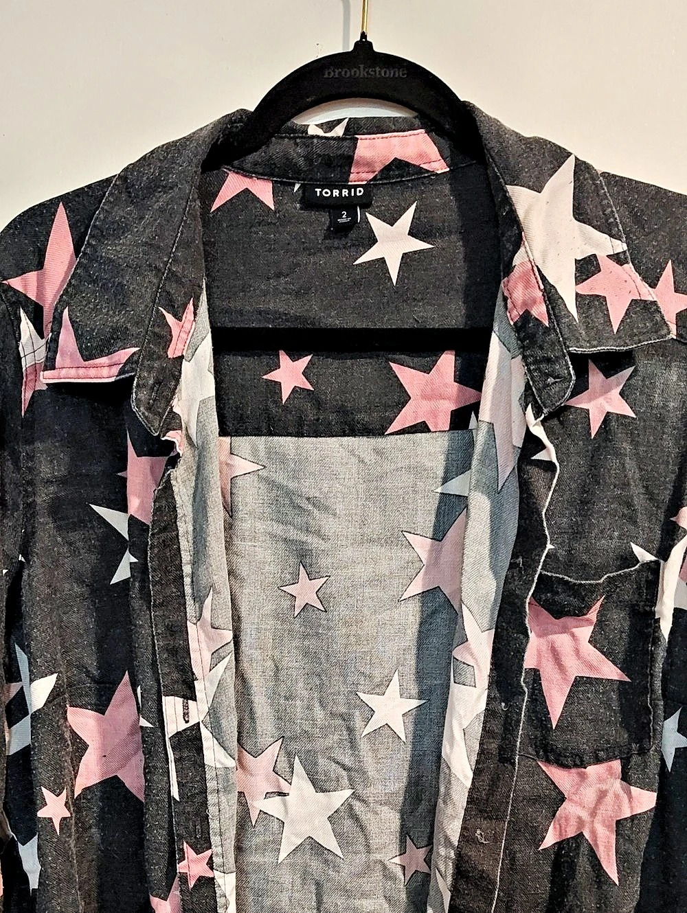 Torrid Star Print Denim Jacket Size 2
